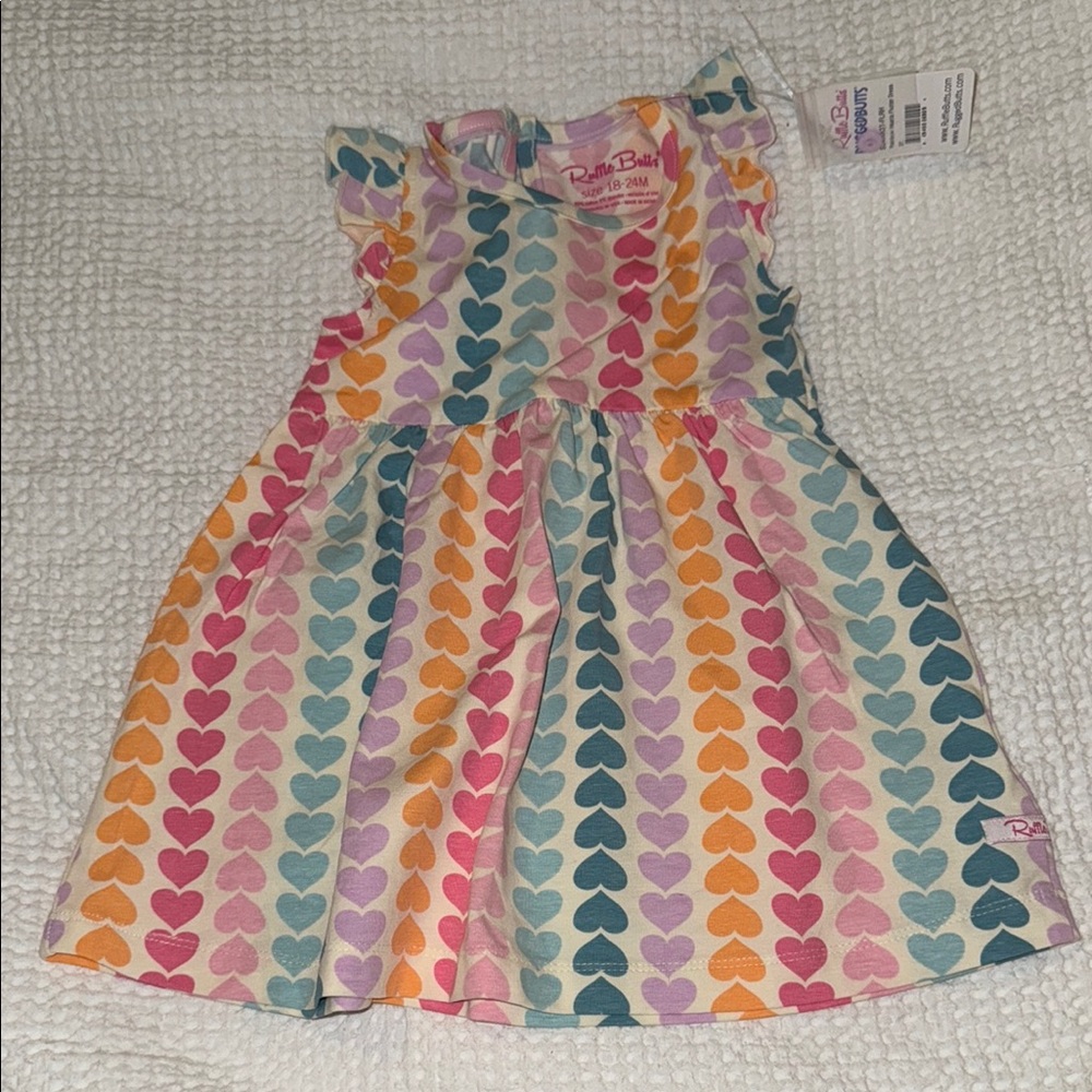 Ruffle Butts Pink and Blue Flutter Sleeve Sundress